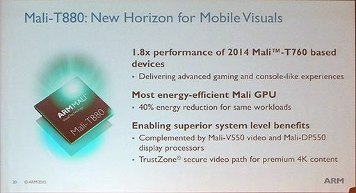 画像集 No.010のサムネイル画像 / ARMの新型64bit CPU「Cortex-A72」はXeon並みの性能を3分の1の消費電力で実現。ARM Tech Symposia 2015レポート