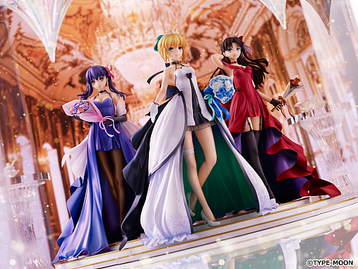 Fate Stay Night 15周年プロジェクトよりセイバー 遠坂凛 間桐桜のフィギュアが登場 武内 崇氏デザインのドレス姿