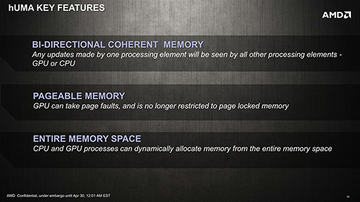 画像集#004のサムネイル/AMD，次期主力APU「Kaveri」で対応する新技術「hUMA」を発表。CPUとGPUが同じメモリ空間を共有可能に