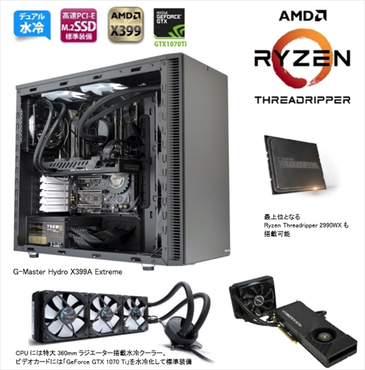 サイコム 第2世代ryzen Threadripper採用のゲームpcを発売 Cpuとgpuの デュアル簡易液冷 仕様