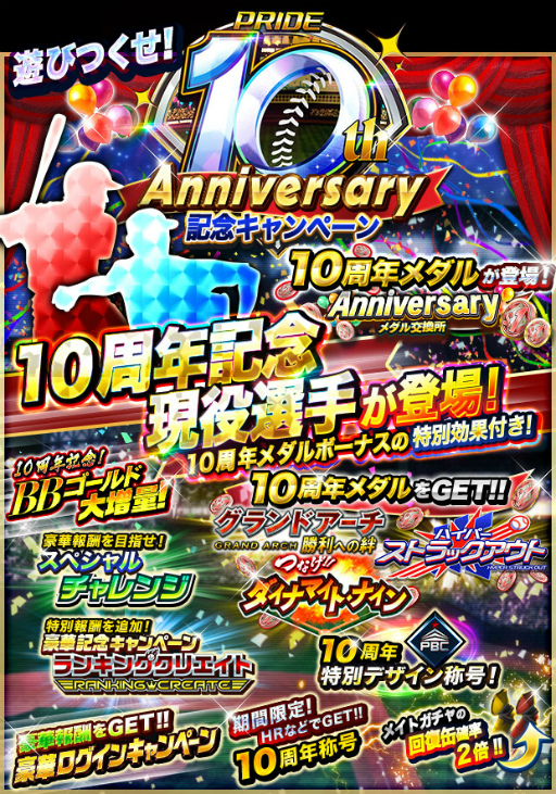 プロ野球pride 10周年を記念した各種キャンペーンを順次開催 プロ野球pride 10周年を記念した各種キャンペーンを順次開催
