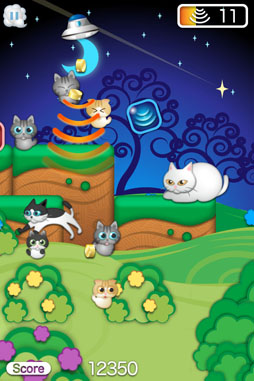 画像ギャラリー No.002のサムネイル画像 / iOS用アプリ「ネコアップ2」が,5月29日に配信。UFOに乗って猫達を集めよう