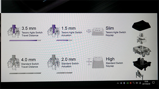 画像ギャラリー No.031のサムネイル画像 / 注目は低背キースイッチ採用の日本語キーボード「Gram Spectrum」。台湾Tesoroのゲーマー向け周辺機器をオウルテックが国内販売開始