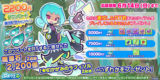 ぷよぷよ クエスト 20万dl達成記念のイベントやキャンペーンを開催