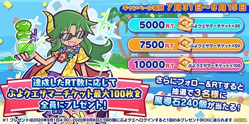 ぷよぷよ クエスト ぷよフェス が8月1日開始予定