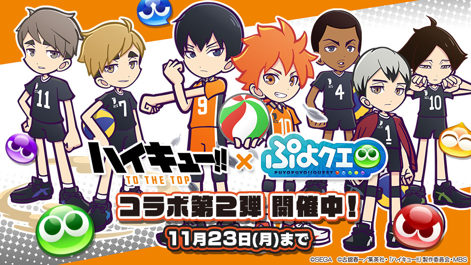 ぷよぷよ クエスト とアニメ ハイキュー コラボ第2弾が開幕 稲荷崎高校のメンバーたちが録り下ろしボイス付きで新登場 ぷよぷよ クエスト とアニメ ハイキュー コラボ第2弾が開幕 稲荷崎高校のメンバーたちが録り下ろしボイス付きで新登場