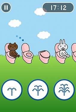 画像ギャラリー No.004のサムネイル画像 / 温水洗浄便座で水のリレー。スマートフォン向けアクション「とばせ!噴水トイレ」を紹介する「(ほぼ)日刊スマホゲーム通信」第240回