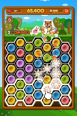 画像ギャラリー No.004のサムネイル画像 / 一筆書きでブロックを崩して戦うアクションパズル「LINE ポコパン」が配信