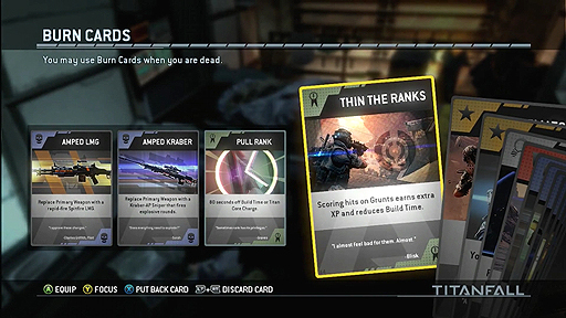 画像ギャラリー No.003のサムネイル画像 / βテストがスタートした「Titanfall」で,「Burn Cards」システムを紹介する最新トレイラーが公開