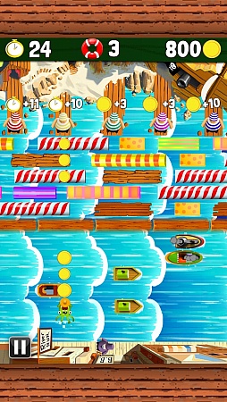 画像ギャラリー No.003のサムネイル画像 / 船を避け,板を渡って海賊の元へ。スマートフォン向けアクションゲーム「Huck's River Run」を紹介する「(ほぼ)日刊スマホゲーム通信」第291回