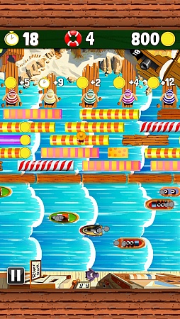 画像ギャラリー No.004のサムネイル画像 / 船を避け,板を渡って海賊の元へ。スマートフォン向けアクションゲーム「Huck's River Run」を紹介する「(ほぼ)日刊スマホゲーム通信」第291回