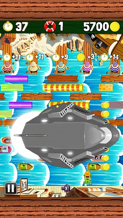 画像ギャラリー No.007のサムネイル画像 / 船を避け,板を渡って海賊の元へ。スマートフォン向けアクションゲーム「Huck's River Run」を紹介する「(ほぼ)日刊スマホゲーム通信」第291回