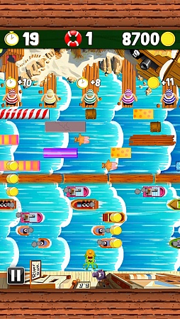 画像ギャラリー No.009のサムネイル画像 / 船を避け,板を渡って海賊の元へ。スマートフォン向けアクションゲーム「Huck's River Run」を紹介する「(ほぼ)日刊スマホゲーム通信」第291回