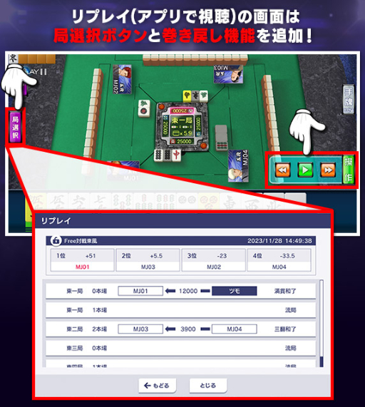 画像ギャラリー No.004のサムネイル画像 / 「セガNET麻雀 MJ」がアップデート。アーカイブの早送りなど新機能追加