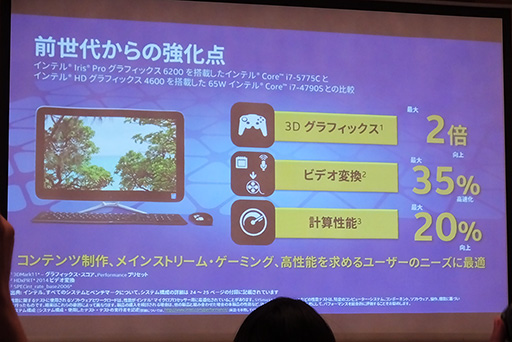 画像ギャラリー No.007のサムネイル画像 / グラフィックスニーズの8割をカバー可能に? Intel,Broadwell-Hの統合型GPU「Iris Pro Graphics 6200」の性能をアピール