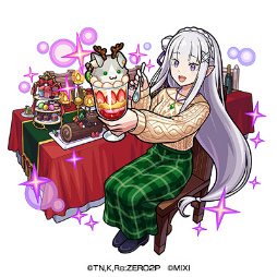 画像ギャラリー No.002のサムネイル画像 / 「モンスト」×「リゼロ」コラボ,2022年12月16日より開始。エミリア,レム,ラムが描き下ろしクリスマス衣装で登場