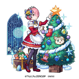 画像ギャラリー No.006のサムネイル画像 / 「モンスト」×「リゼロ」コラボ,2022年12月16日より開始。エミリア,レム,ラムが描き下ろしクリスマス衣装で登場