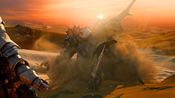 画像ギャラリー No.003のサムネイル画像 / 「モンスターハンター4G」のオープニングムービーが公開。4人のハンター達が砂漠を舞台に「角竜 ディアブロス」の討伐に挑む
