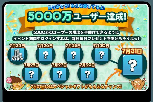画像ギャラリー No.003のサムネイル画像 / 「LINE クッキーラン」が世界5000万DL記念のプレゼント企画を実施