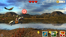 画像ギャラリー No.004のサムネイル画像 / 流鏑馬がモチーフの横スクロールアクション「SAMURAI SANTARO - 暗黒の陰陽師」が登場。広告が表示される無料版も用意