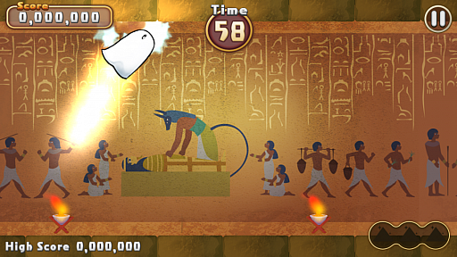 画像集#004のサムネイル/キモカワな神様をゴールまで導け。スマホ向けアクション「空飛ぶメジェドにいさん〜クフ王の呪い〜」を紹介する「(ほぼ)日刊スマホゲーム通信」第526回