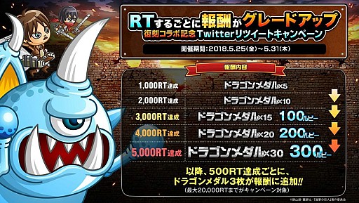 画像ギャラリー No.002のサムネイル画像 / 「城とドラゴン」,TVアニメ「進撃の巨人」との復刻コラボイベントが6月1日から開催