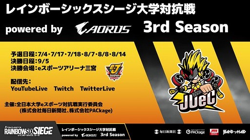 画像ギャラリー No.001のサムネイル画像 / 「レインボーシックスシージ大学対抗戦 powered by AORUS 3rd Season」のエントリー受付がスタート