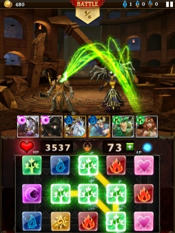 画像集#008のサムネイル/ゲームロフトの新作パズルRPG「ダンジョン・ジェム」。戦略/戦術性を高めたバトルのプレイフィールをレポート