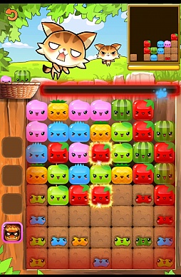 画像集#010のサムネイル/思考するもよし,直感で挑むもよし。Android向け落ちものパズル「ねこねこフルーツ♪」を紹介する「(ほぼ)日刊スマホゲーム通信」第582回