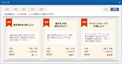 画像ギャラリー No.004のサムネイル画像 / 「プロ野球ドリームリーグ」,BPを獲得できる「当日/週間課題」実装