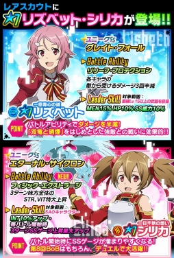 画像ギャラリー No.003のサムネイル画像 / 「SAO コード・レジスタ」スカウトで★7リズベットとシリカなどの的中率がアップ中