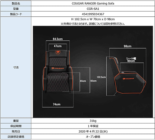 画像ギャラリー No.004のサムネイル画像 / ゲーマー向けチェアならぬゲーマー向けソファがCOUGARから登場