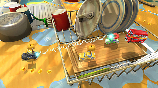 室内をサーキットに見立てたps3用カーレースゲーム Toybox Turbos の配信が本日スタート Xbox 360版は明日発売へ