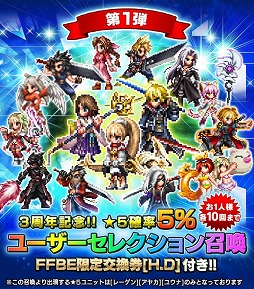 画像ギャラリー No.010のサムネイル画像 / 「FFブレイブエクスヴィアス」,配信3周年を記念し,10月31日まで10連召喚が1日1回無料に。特別なアイテムをもらえるログインボーナスも