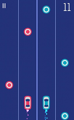 画像集#008のサムネイル/2台の車を同時に操作する激ムズゲーム。スマホ向けアクション「2 Cars」を紹介する「(ほぼ)日刊スマホゲーム通信」第725回