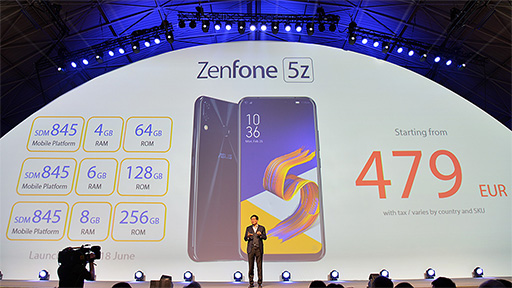 画像集#007のサムネイル/ASUS，新型スマートフォン「ZenFone 5」シリーズ3機種を発表。ハイエンドの「ZenFone 5Z」はSnapdragon 845搭載で479ユーロに