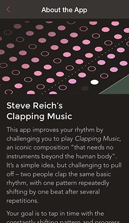 画像ギャラリー No.005のサムネイル画像 / 手拍子の代わりにスマホをタップしてミニマルミュージックを奏でよう。iOS向けリズムゲーム「Steve Reich's Clapping Music」を紹介