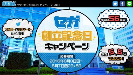 本日はセガの創立記念日 Twitterで賞品が当たる 創立記念日キャンペーン が開催