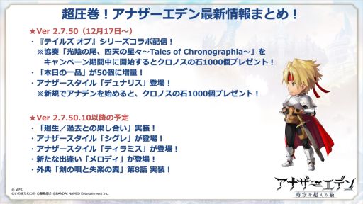 画像ギャラリー No.007のサムネイル画像 / 「アナザーエデン 時空を超える猫」と「テイルズ オブ」シリーズのコラボが12月17日に開始