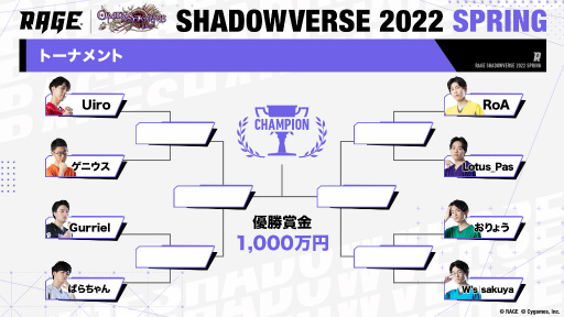 ���������꡼ No.005�Υ���ͥ������ / ��Shadowverse�פ�����RAGE Shadowverse 2022 Spring��GRAND FINALS��3��21���˳���
