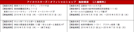 アイカツスターズ オフィシャルショップ が5月19日から全国4か所に順次オープン