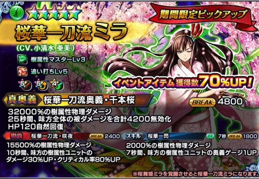 画像ギャラリー No.004のサムネイル画像 / 「グランドサマナーズ」にミラの新バージョン「桜華一刀流ミラ」が登場