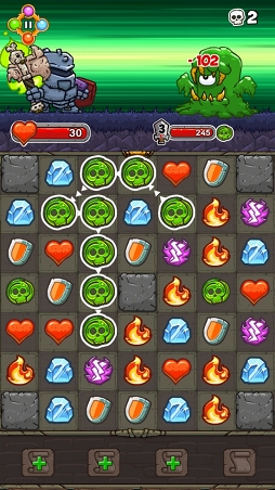 画像ギャラリー No.001のサムネイル画像 / マッチ3パズルで敵を倒すRPG「Good Knight Story」を紹介する「(ほぼ)日刊スマホゲーム通信」第1109回