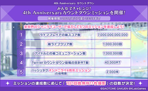 画像ギャラリー No.003のサムネイル画像 / 「うたの☆プリンスさまっ♪ Shining Live」の4周年特設サイトが開設。UR確定撮影チケットなどをもらえるカウントダウン企画もスタート