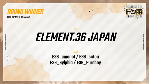 ꡼ No.009Υͥ / PUBG JAPAN SERIESSeason6 Grade1 Day4ݡȡSunSisterDetonatioN Gaming WhiteAce1