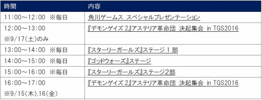 画像ギャラリー No.001のサムネイル画像 / 角川ゲームス,TGS 2016のニコ生番組とステージイベントのスケジュールを公開