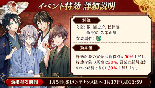 文豪とアルケミスト イベント 調査任務 図書館の七福人 と限定召装 図書館の七福人 が同時開催 文豪とアルケミスト イベント 調査任務 図書館の七福人 と限定召装 図書館の七福人 が同時開催