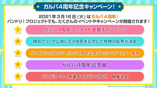 画像ギャラリー No.003のサムネイル画像 / 「ガルパ」の配信4周年記念キャンペーンが開催決定