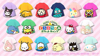 画像ギャラリー No.001のサムネイル画像 / 「ポケ森」でサンリオキャラクターズコレクション2021が3月26日にスタート。クロミやぐでたまをデザインした新作Tシャツなどが登場