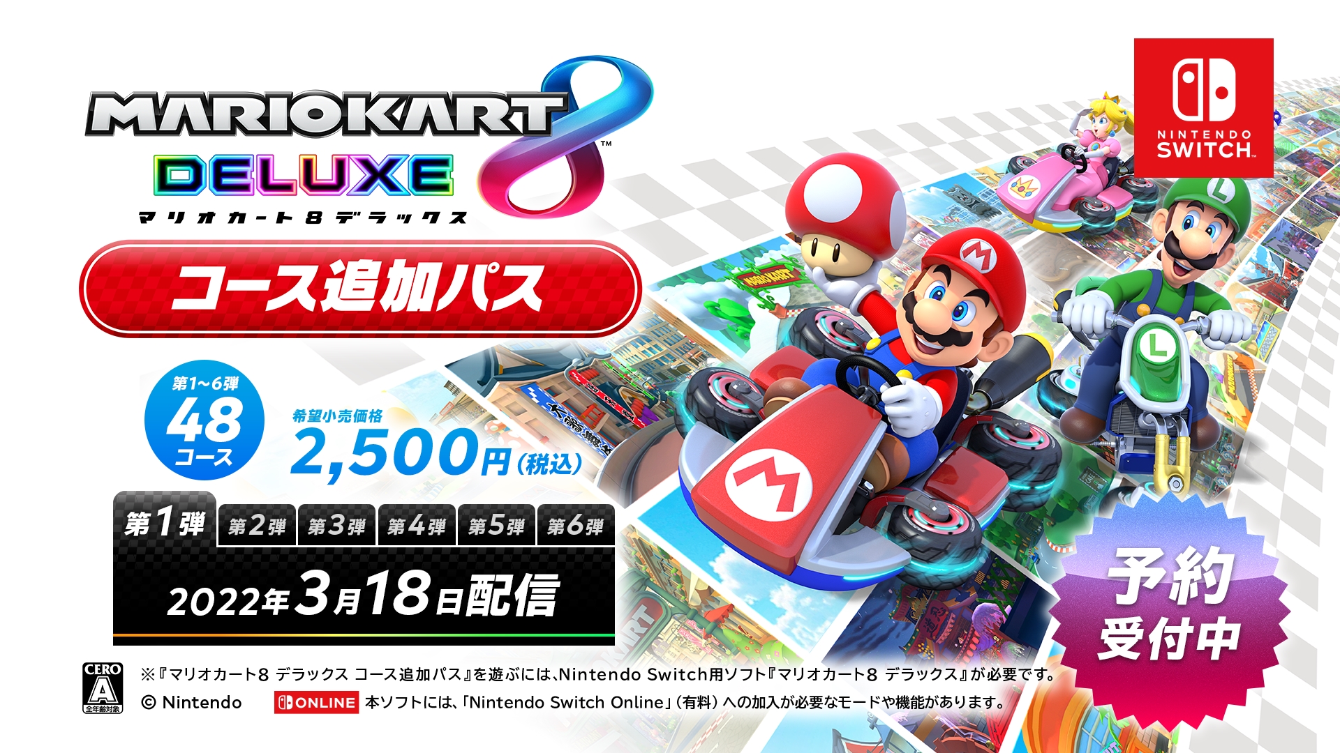 マリオカート8 デラックス」の有料コース追加パスが発表。計48コースが